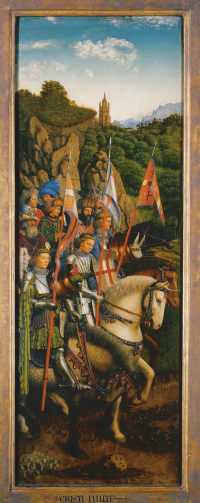 Los Caballeros de Cristo, del lado izquierdo del Retablo de Gante de Hubert & Jan van (1390 1441) Eyck