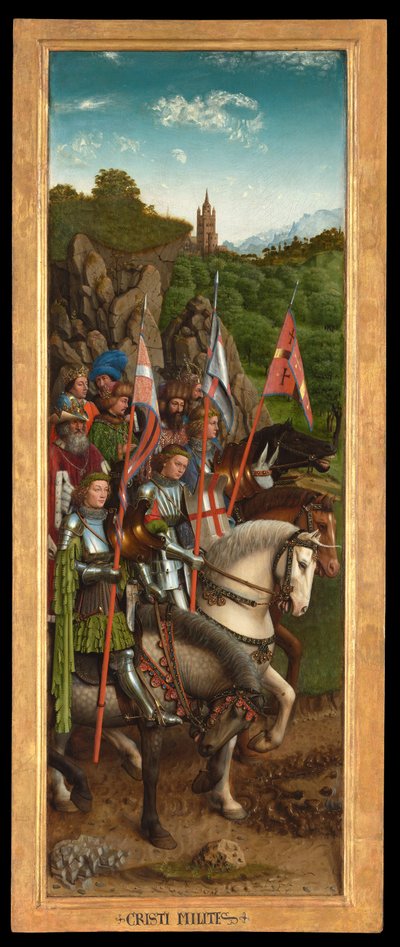 Los Caballeros de Cristo, del lado izquierdo del Retablo de Gante de Hubert & Jan van (1390 1441) Eyck