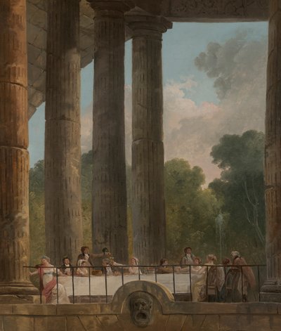 Un banquete en las ruinas de un templo de Hubert Robert