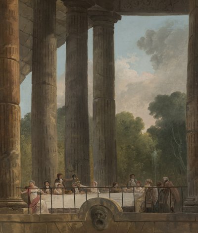 Un banquete en las ruinas de un templo de Hubert Robert