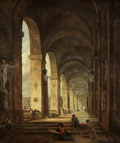 Un capricho de la arquitectura romana, c.1775 de Hubert Robert