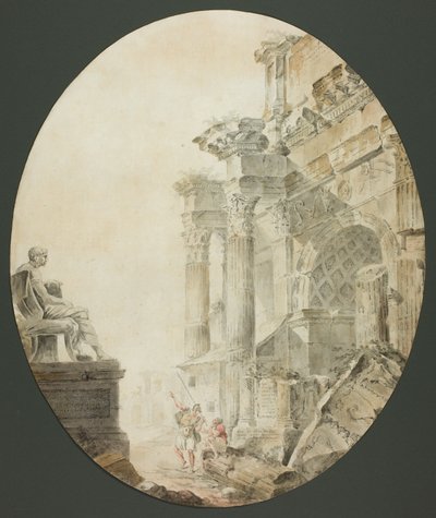 Arco de Constantino con estatua de Nerón de Hubert Robert