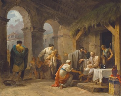 Belisario recibiendo la hospitalidad de un campesino que ha trabajado bajo sus órdenes, 1787 de Hubert Robert