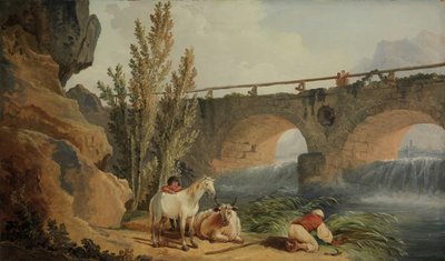 Puente sobre una cascada de Hubert Robert