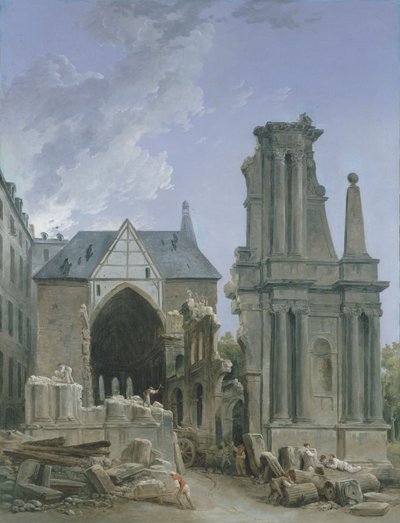 Demolición de la iglesia de los Feuillants en la calle Saint Honore, hacia 1804 (óleo sobre lienzo) de Hubert Robert
