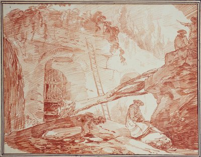 Dibujante entre las ruinas del Palatino de Hubert Robert