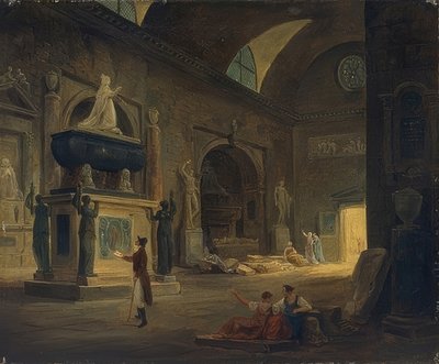 Una sala en el Museo de Monumentos. Alrededor de 1800 de Hubert Robert