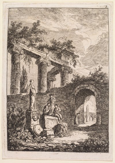 Tardes en Roma: La Estatua Frente a las Ruinas de Hubert Robert