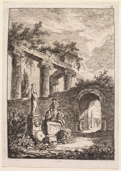 Tardes en Roma: La estatua frente a las ruinas, 1763-1764 de Hubert Robert