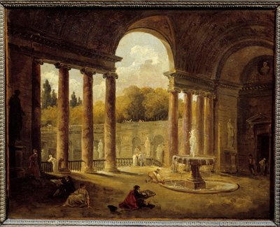 Fuente bajo un pórtico de Hubert Robert