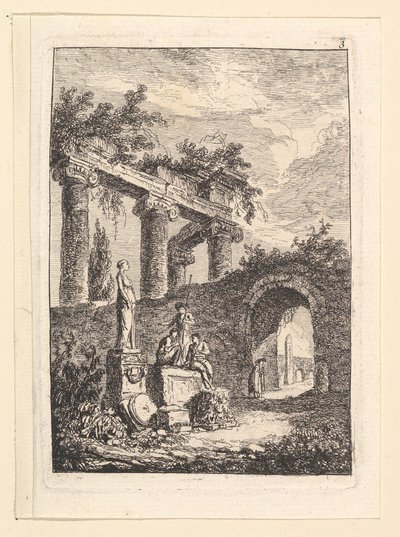 La Estatua Frente a las Ruinas de Hubert Robert