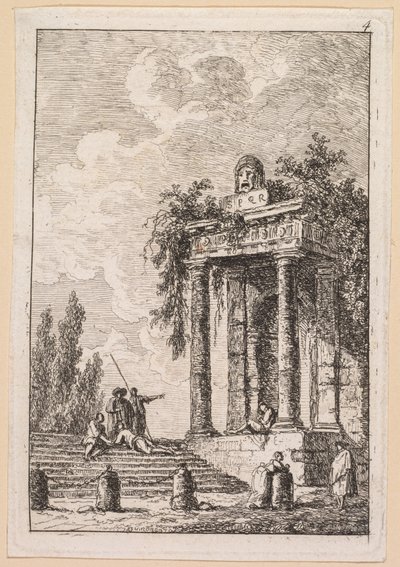 Las Noches de Roma: La Escalera de las cuatro esquinas, 1763 de Hubert Robert