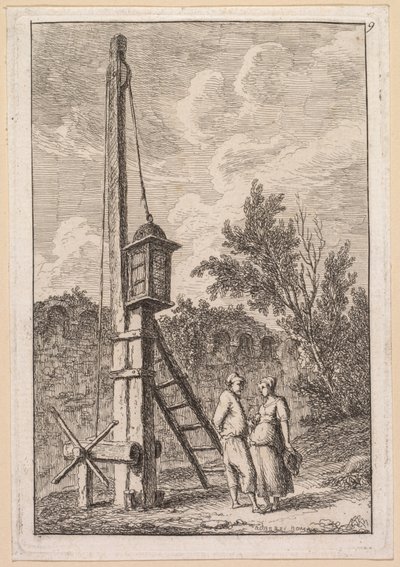 Les Soirées de Rome: Le Poteau, 1763-1764 de Hubert Robert