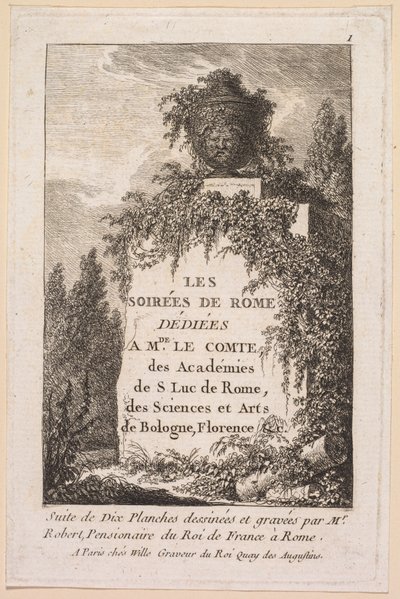 Les Soirées de Rome: Página de Título, 1763-1764 de Hubert Robert