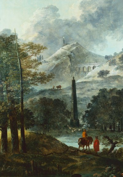 Paisaje Montañoso con un Obelisco de Hubert Robert