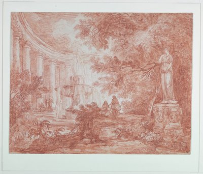 Parque con Fuente y Estatua de Hubert Robert