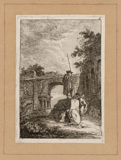 Placa ocho de Tardes en Roma de Hubert Robert