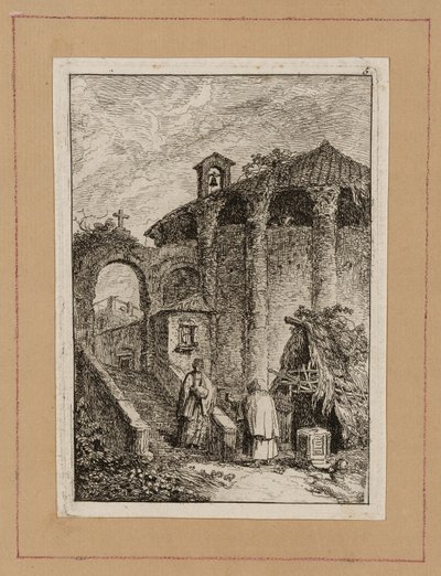 Placa cinco de Tardes en Roma de Hubert Robert