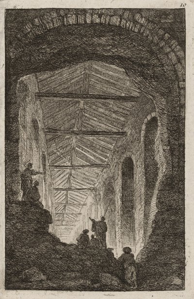 Placa Diez de Tardes en Roma, 1763-64 de Hubert Robert