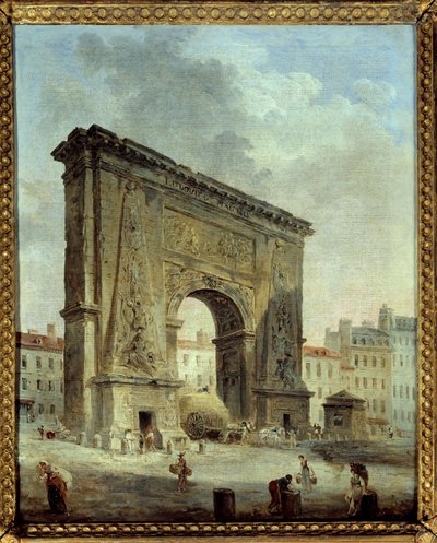 Porte Saint Denis (Vista de la ciudad de París) de Hubert Robert