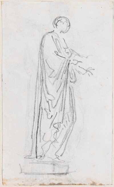 Estatua de una mujer romana (¿Deidad femenina?) vista de lado (verso) de Hubert Robert