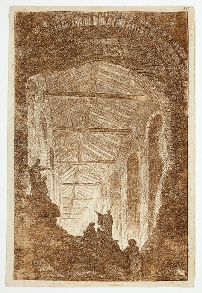 La Galería de Antigüedades, plato diez de Les Soirées de Rome de Hubert Robert