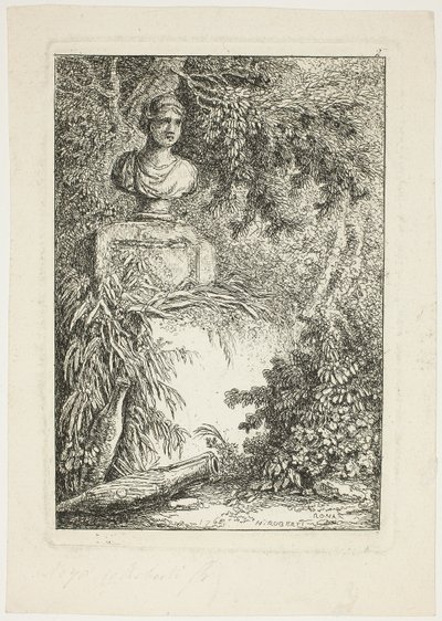 El Busto, lámina dos de Les Soirées de Rome de Hubert Robert