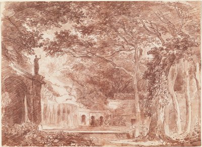 La fuente ovalada en los jardines de la Villa d