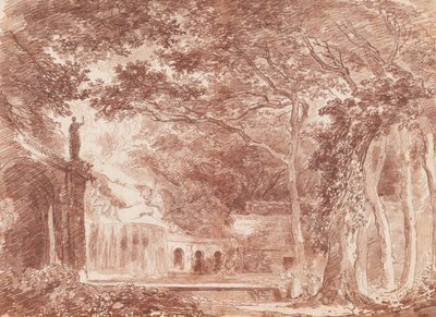 La fuente oval de los jardines de Villa d