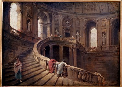 La escalera giratoria del Palazzo Farnese en Caprarola de Hubert Robert