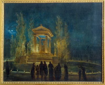 El mausoleo temporal de Jean Jacques Rousseau en el estanque de las Tullerías de Hubert Robert