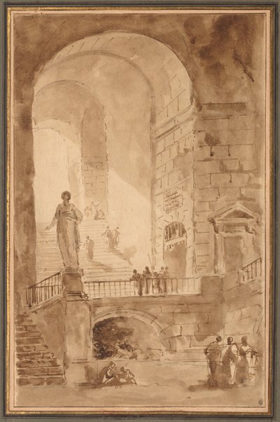 Escalera abovedada, c. 1770-1779 de Hubert Robert