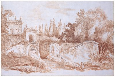 Vista de los jardines en la Villa Mattei de Hubert Robert