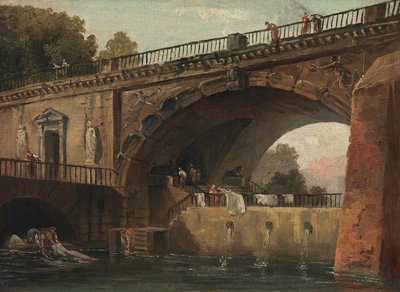 Lavanderas bajo un arco de puente de Hubert Robert