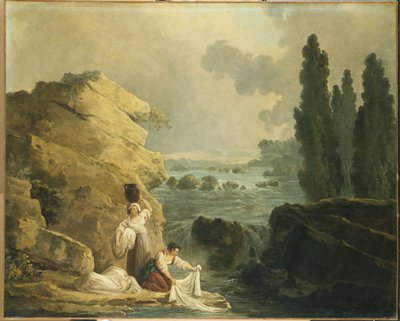 Lavanderas junto a una cascada de Hubert Robert