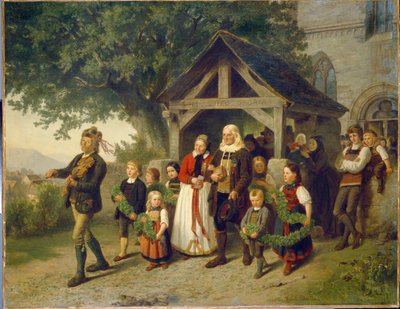 Las bodas de oro - Pintura de Hubert Salentin (1822-1910), óleo sobre lienzo de Hubert Salentin