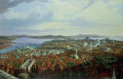 Panorama de Constantinopla desde la Suleymaniye Camii, 1844 de Hubert Sattler