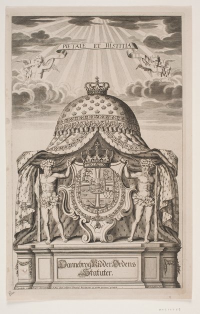 Portada de los Estatutos de la Orden del Elefante de Hubert Schaten