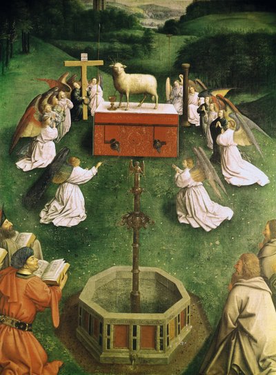 Copia de La Adoración del Cordero Místico, del Retablo de Gante, mitad inferior del panel central de Hubert and Jan van  Eyck