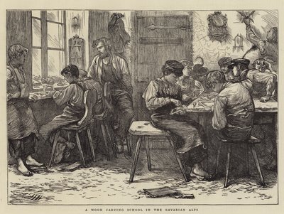 Una escuela de tallado en madera en los Alpes bávaros de Hubert von Herkomer