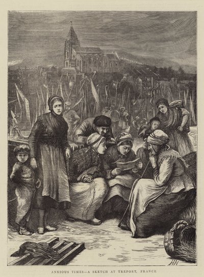 Tiempos ansiosos, un boceto en Treport, Francia de Hubert von Herkomer