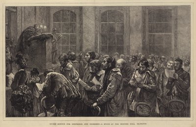 Servicio Divino para Pastores y Ganaderos, un Estudio en Berners Hall, Islington de Hubert von Herkomer