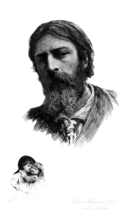Hubert Herkomer, artista británico nacido en Alemania, y sus hijos, c1880-1882 de Hubert von Herkomer