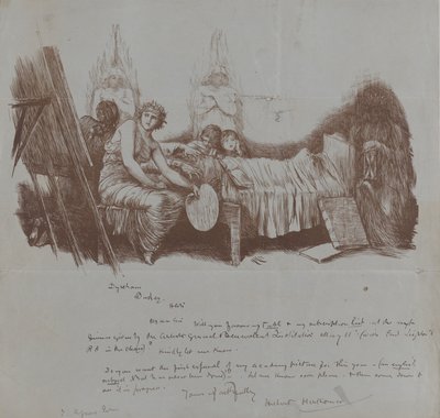 Invitación a una cena benéfica de Hubert von Herkomer a Thomas Agnew, 1877-78 de Hubert von Herkomer