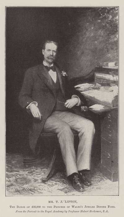El Sr. T J Lipton, el donante de £25,000 al Fondo de la Cena del Jubileo de la Princesa de Gales de Hubert von Herkomer