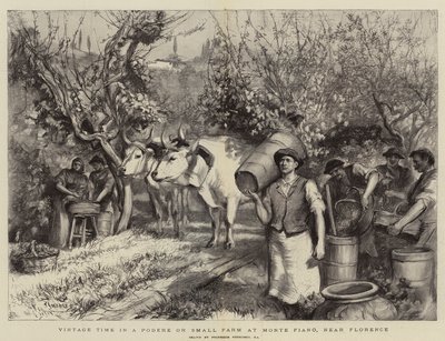Tiempo de Vendimia en un Podere o Pequeña Granja en Monte Fiano, cerca de Florencia de Hubert von Herkomer