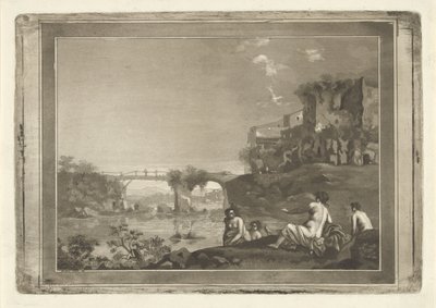 Paisaje con ninfas bañándose de Hubertus van Hove