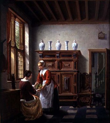 Sirvienta sirviendo fruta de Hubertus van Hove