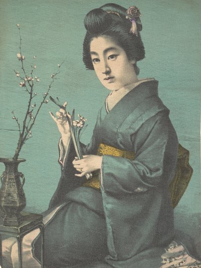 Niña con flores de ciruelo de Hugechi