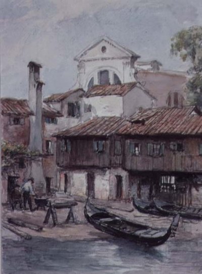 Astillero cerca de la Iglesia de San Trovaso, Venecia de Hugh Carter
